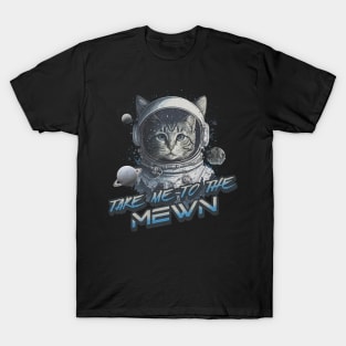 Funny Retro Astrocat Space Moon T-Shirt